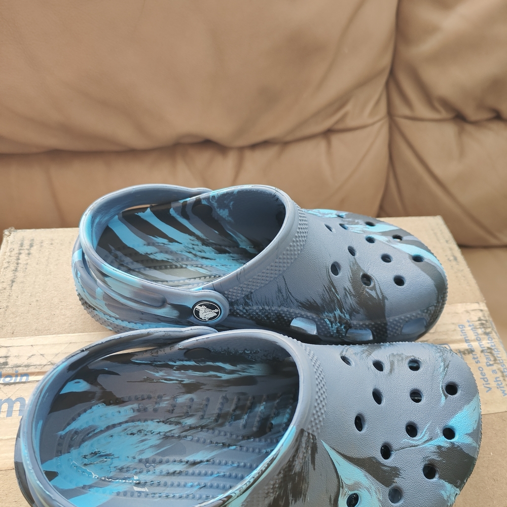 Crog Clogs Kids Blue and Black Slip-On Clogs